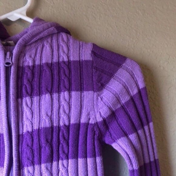 Girls Jacket Arizona Y2K Sweater Hoodie Jacket Purple Striped Zip Up Girls XL 6X - Picture 6 of 11